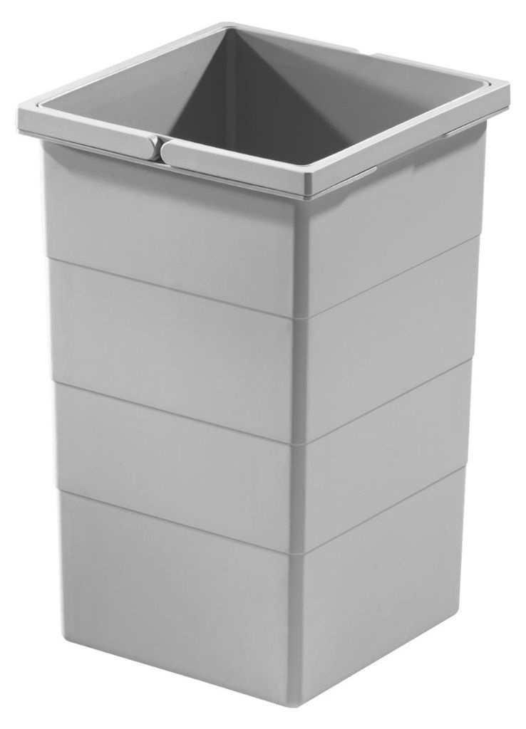A light gray trash can insert with a square opening and a rim.