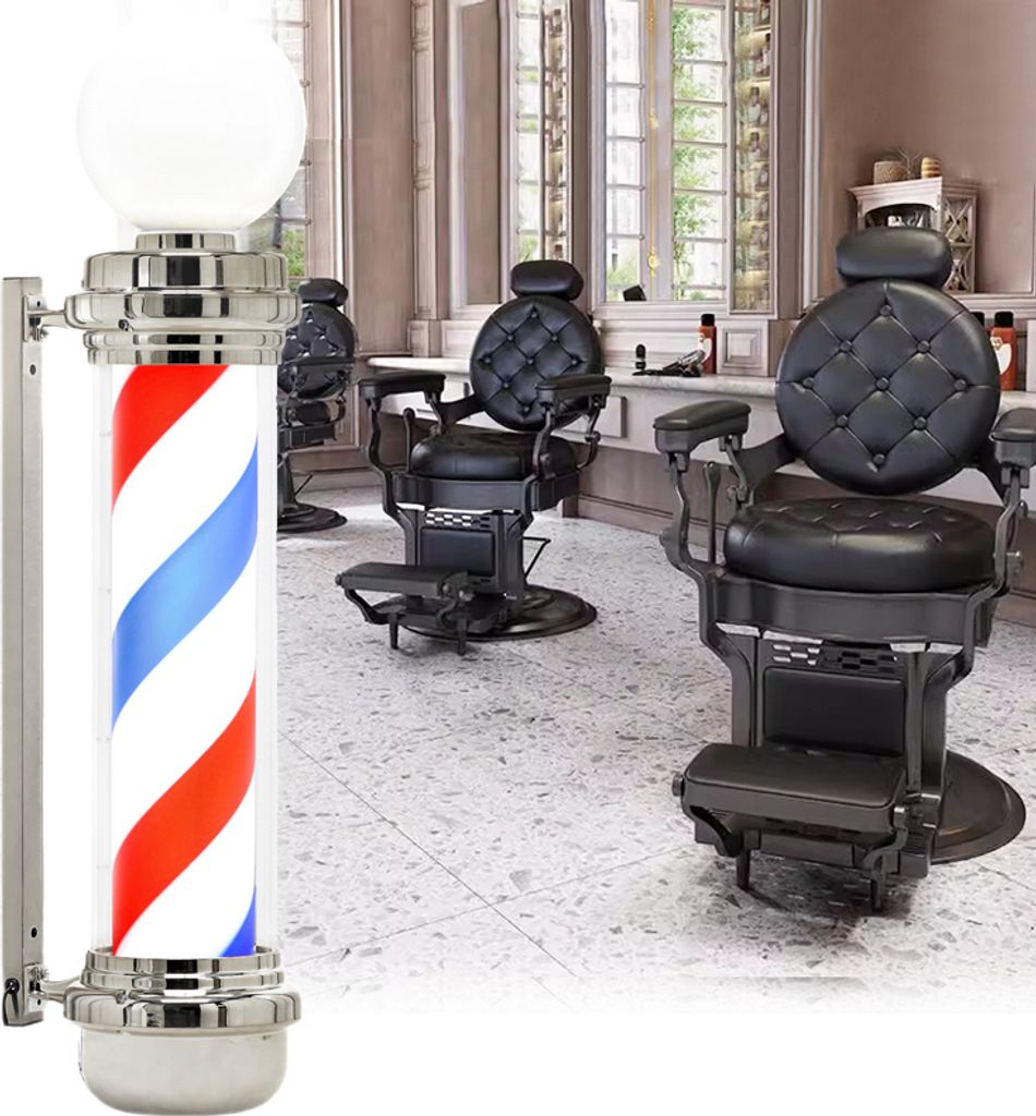 Barbier Post Plafond Zeichen Lampe Silber 100cm