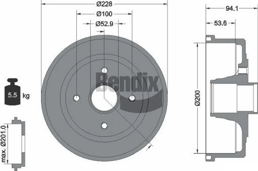 Tambour de frein BENDIX BDM1058 OE 418001 pour Opel Corsa C et Tigra