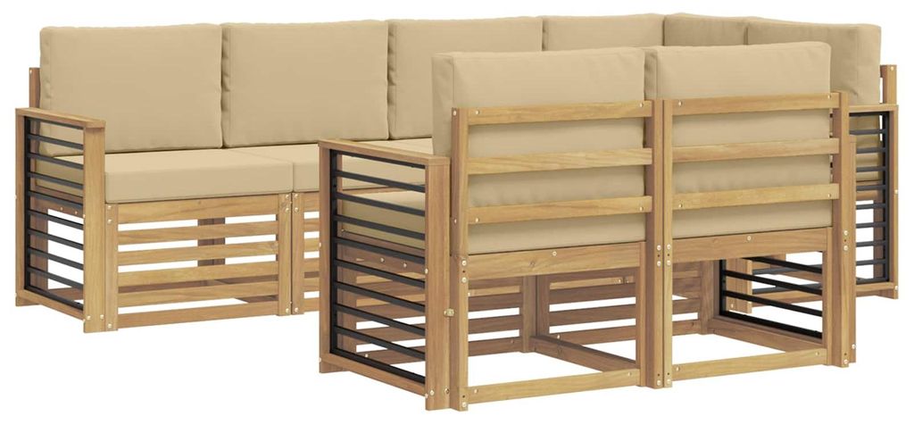vidaXL Outdoor-Sofagarnitur 7 pcs Weiß und Beige 247 x 128,5 x 73 cm