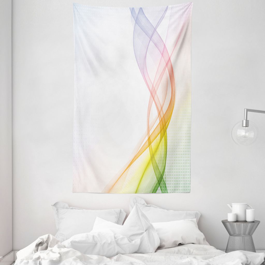 ABAKUHAUS Abstrakt Wandteppich und Tagesdecke, Regenbogen Wellenförmige Rauch aus Weiches Mikrofaser Stoff Waschbar ohne Verblassen Digitaldruck, ...