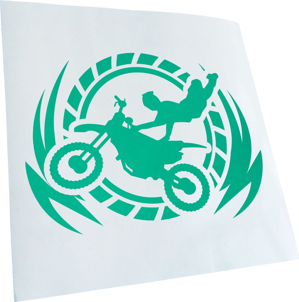 Kiwistar - Autoaufkleber - Motocross Stunt - Blau - 14x10cm - Aufkleber für Auto, Laptop, Fahrrad, LKW, Motorrad mehrfarbig JDM Decal Racing