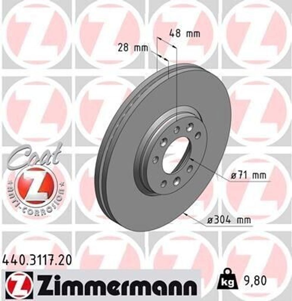 ZIMMERMANN 440.3117.20 - Bremsscheibe für C5 III (RD), C5 III (RW), Jumpy (VF7), Scudo, Expert (VF), Expert Tepee (VF3X), 407 SW (6D, 6E)