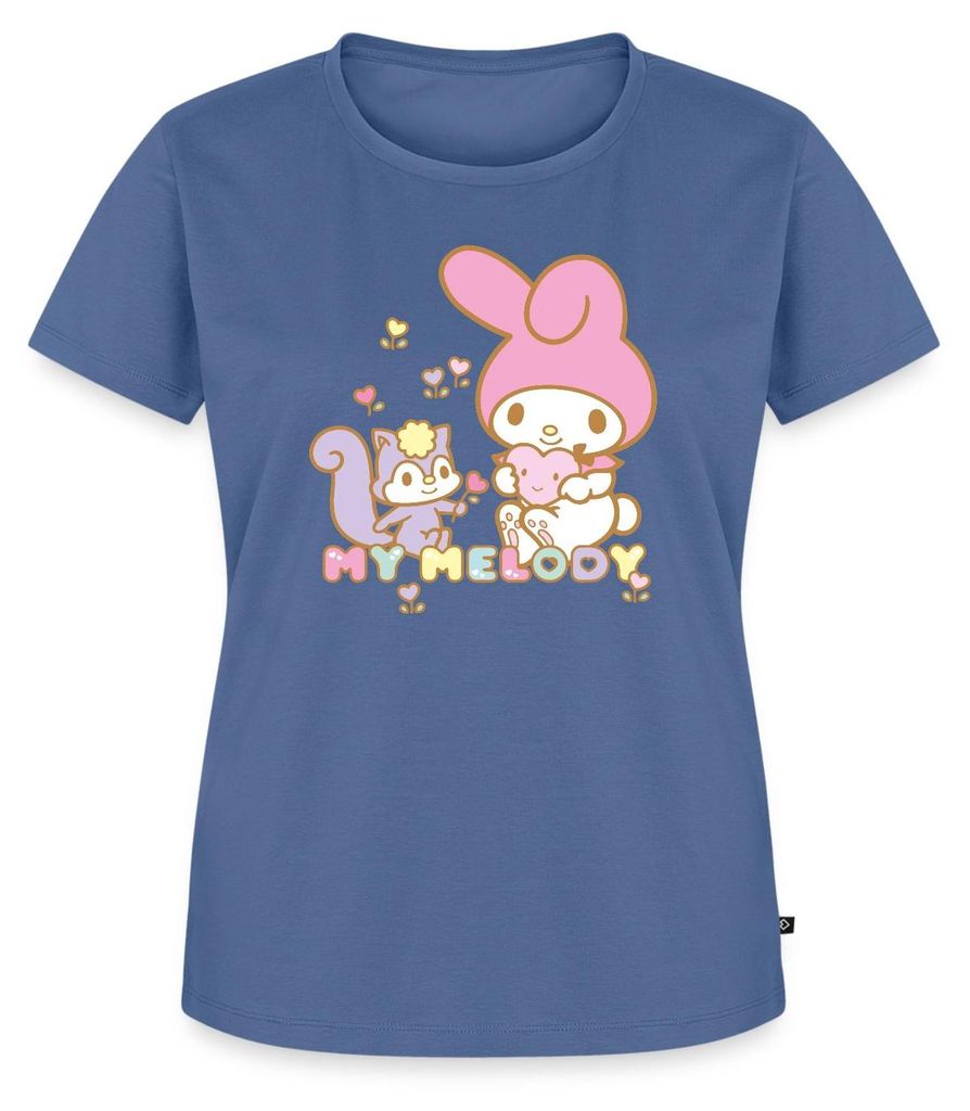 Spreadshirt My Melody Pflückt Mit Risu Herzblümchen Frauen Premium T-Shirt, XXL, Taubenblau