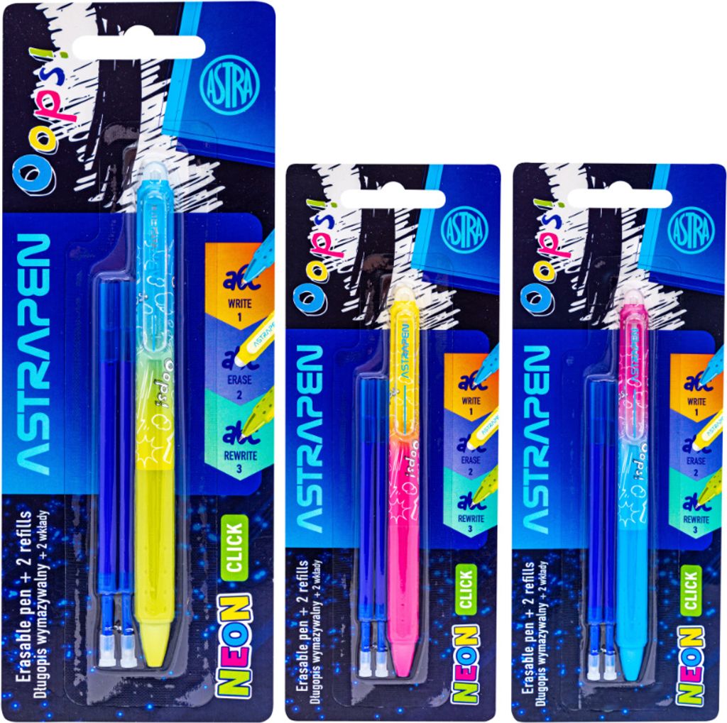 Oops Neon löschbaren Stift + 2 Minen Blister Astrapen