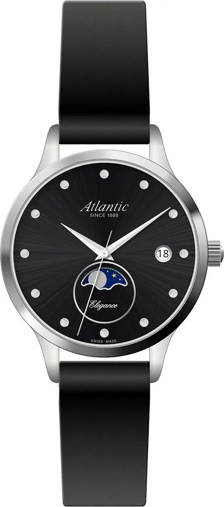 Montre-bracelet classique Atlantic noire pour femme, élégance discrète