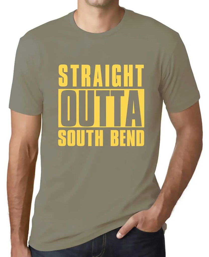 Herren Grafik T-Shirt Straight Outta South Bend Öko-Verantwortlich Vintage Jahrgang Kurzarm Lustige Druck Geburtstag Geschenk Mann