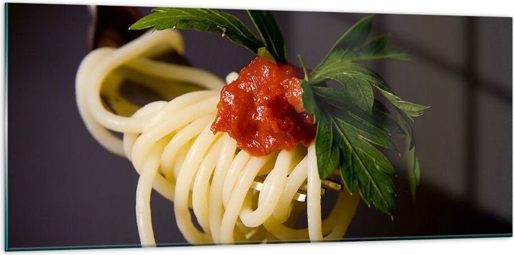 Bilder auf glas - Italien pasta spaghetti - 120x50cm - Glasbilder - Wandbilder - Kunstdruck - zum Aufhängen bereit - Wanddekoration aus Glas - Gla...