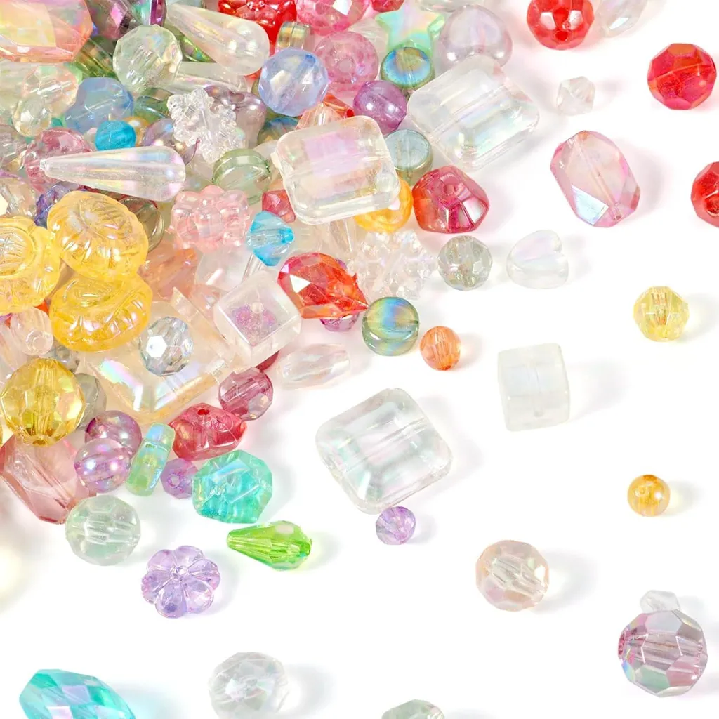 Perles acryliques multiformes 100g Mix irisé pour création de bijoux