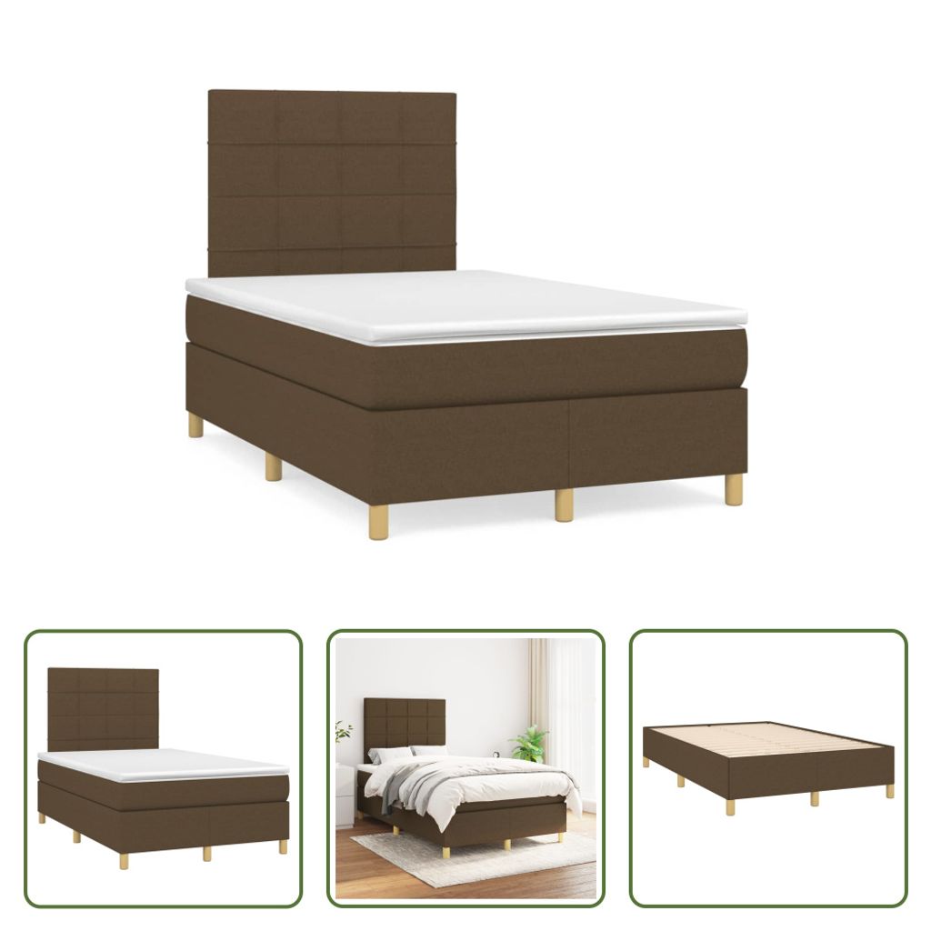 The Living Store Boxspringbett mit Matratze Dunkelbraun 120x190 cm Stoff