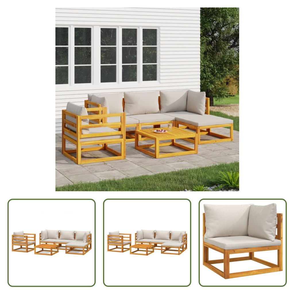 The Living Store 6-tlg. Garten-Lounge-Set mit Hellgrauen Produktbild 