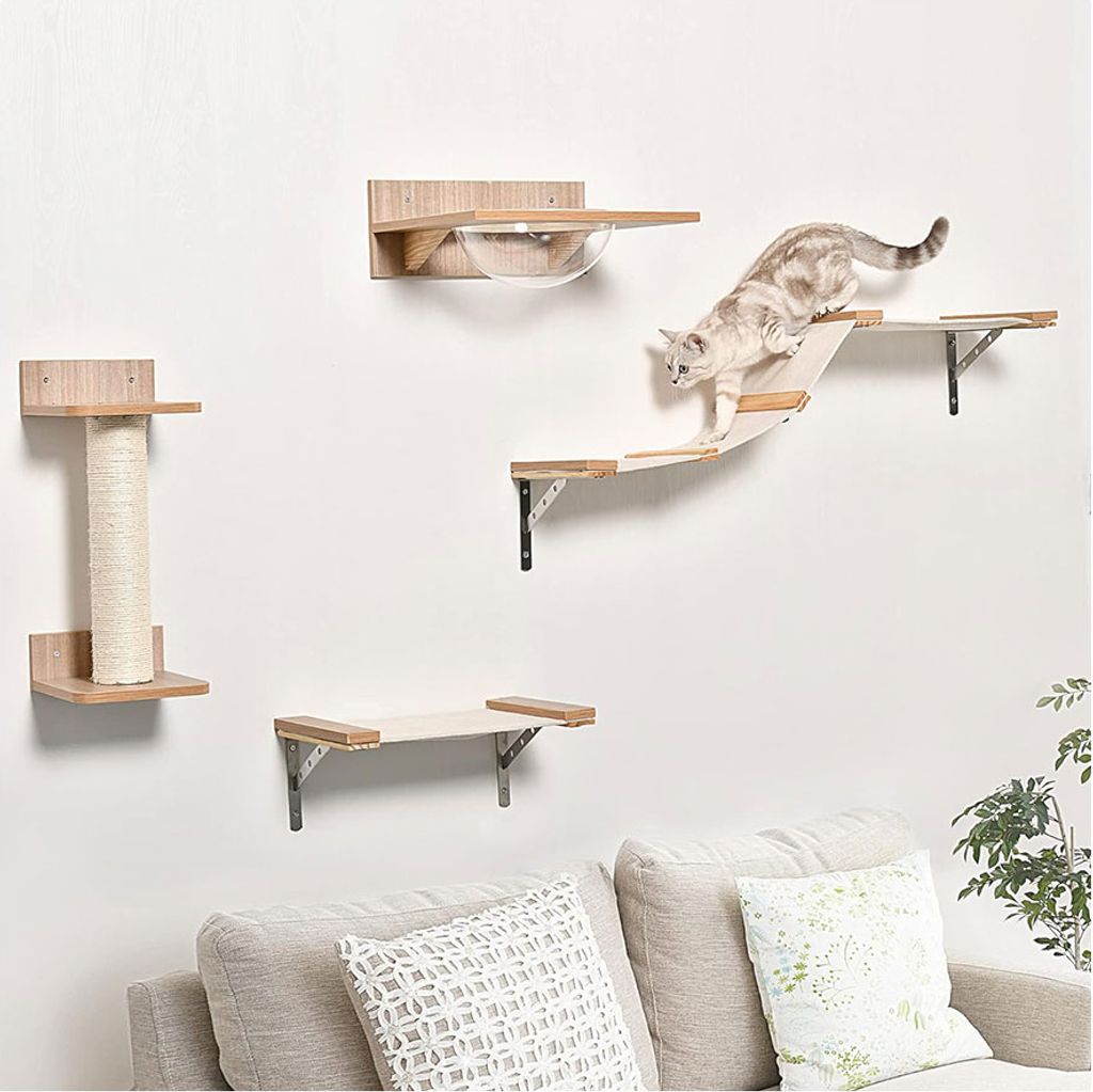 PawHut 4tlg. Kletterwand für Katzen Katzenkletterwand mit Produktbild 14