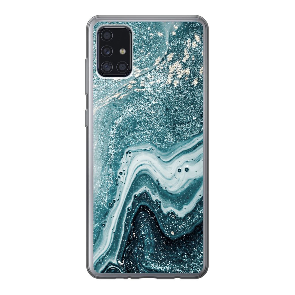 MuchoWow Handyhülle Schutzhülle Hülle für Samsung Galaxy A52 5G Naturstein - Glitter - Muster Silikon Softcase Handy Hülle - Umschlag