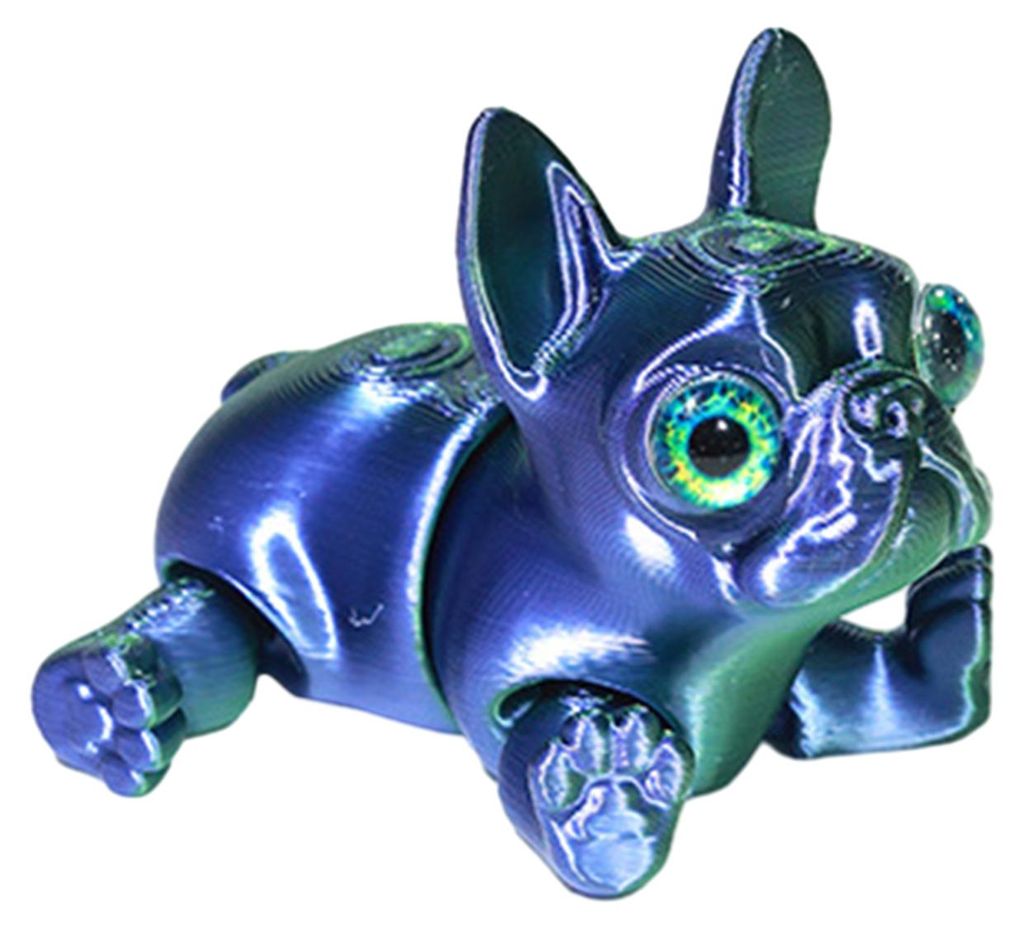 3D-gedruckte, bewegliche französische Bulldogge – flexibles Welpen-Fidget-Spielzeug für den Schreibtisch, ideal zum Stressabbau im Büro oder H...