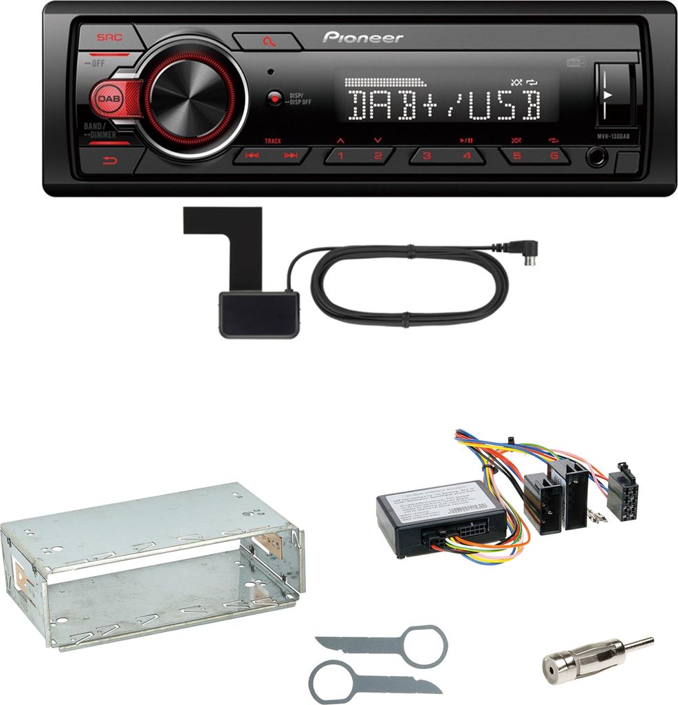 Pioneer MVH-130DAB Digitalradio USB Einbauset für Mercedes W210 ab 08/99