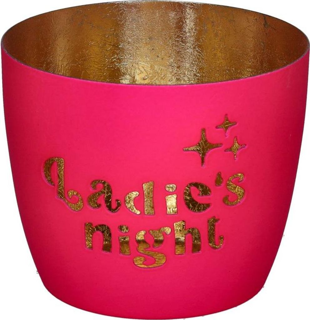 Gift Company Madras Windlicht M Ladies night hot pink/gold 8,5cm