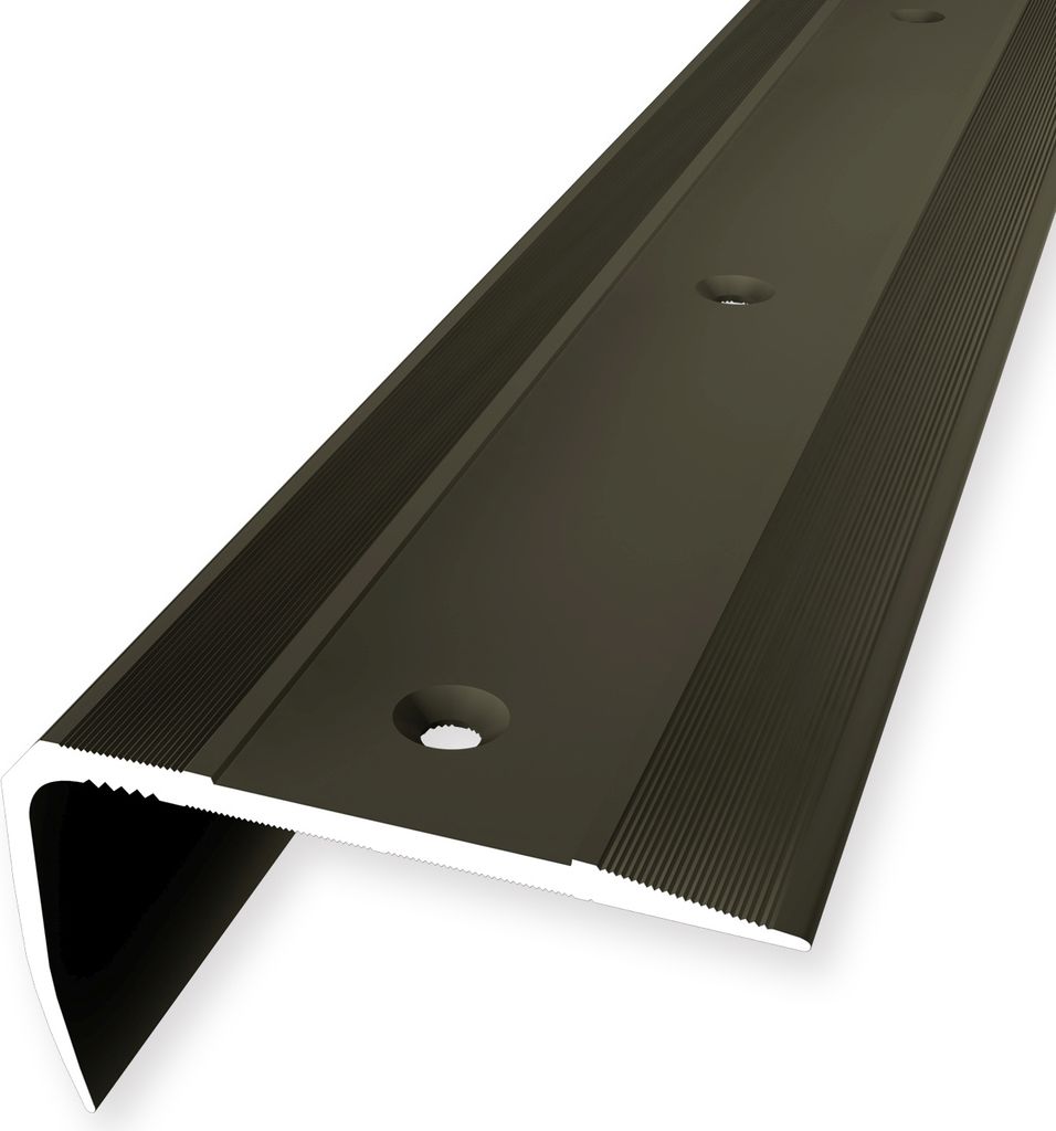Treppenkantenprofil 29 x 53 x 2500 mm Winkelprofil Einfasshöhe 0 - 27 mm Aluminium Geriffelt Versenkt Gebohrt Bronze Küberit