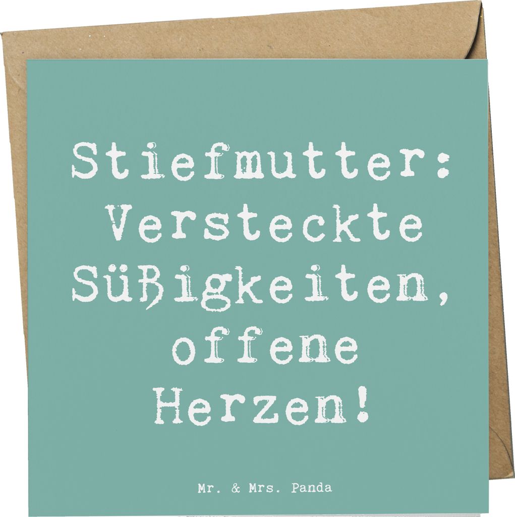 Mr. & Mrs. Panda Grußkarte Spruch Stiefmutter Herzen - Meeresbrise - Geschenk, handgemacht, herzerwärmende Sprüche, persönliche Erinnerungen, H...