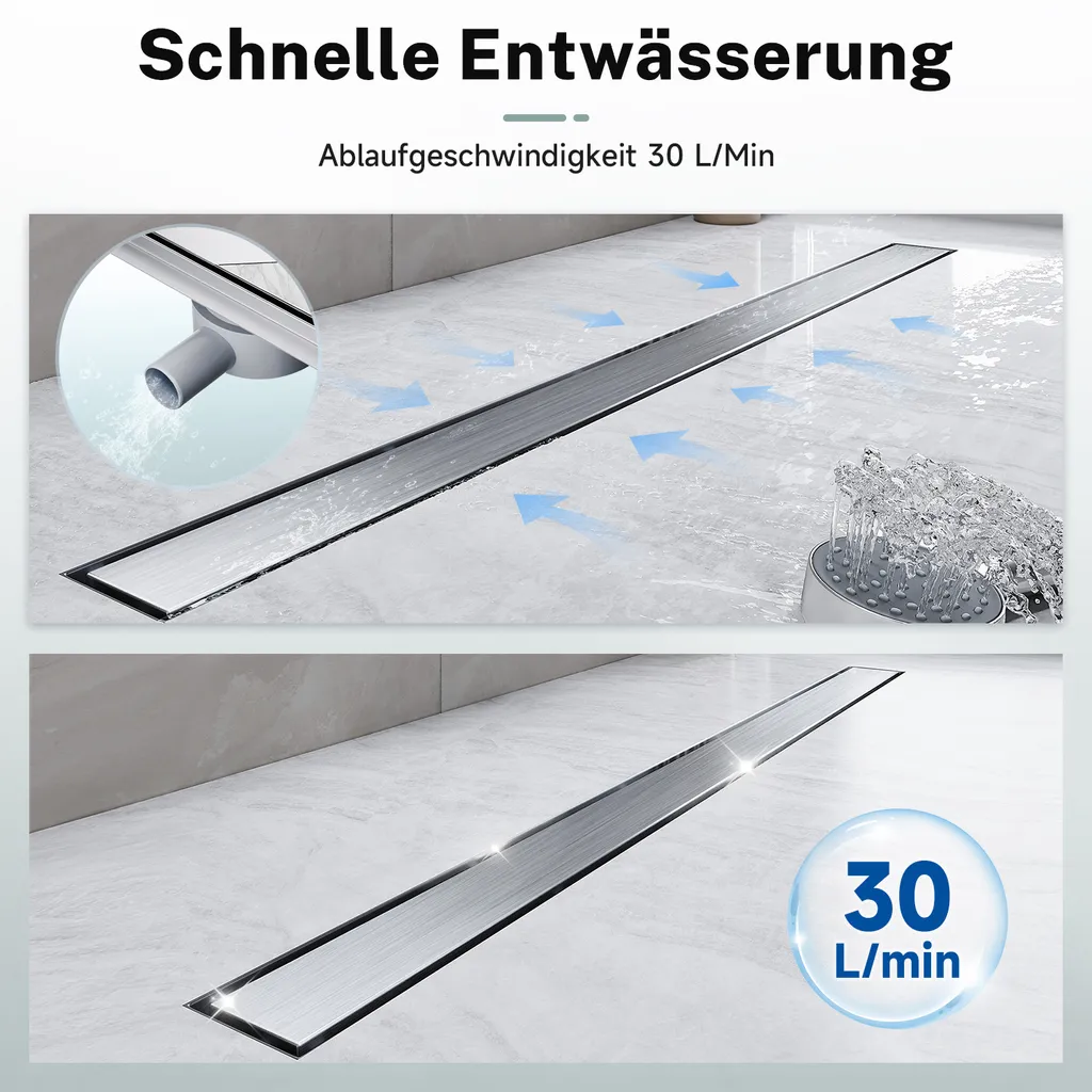 Canaletta Doccia 70 cm SONNI Inox 304 | Design 2 in 1 Invisibile - 3
