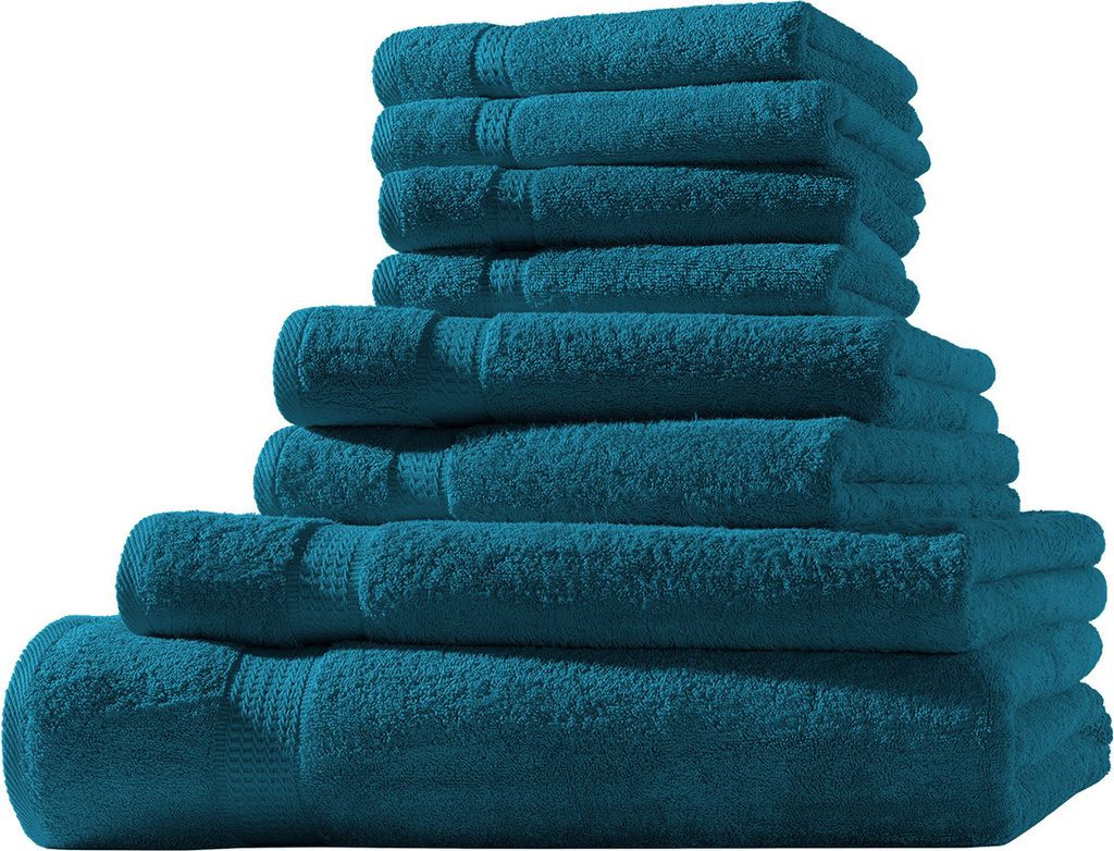 XL-Set 8tlg Frotteetücher Elegance 100% Baumwolle 500 gsm Gästetücher Handtücher Duschtücher Badetücher petrol
