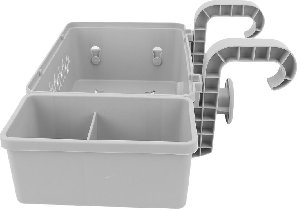 Poolside Storage Basket mit Cup Holders Swimming Pool Spielzeug Getränke Vielseitig Organizer Above Ground Zubehör Grau