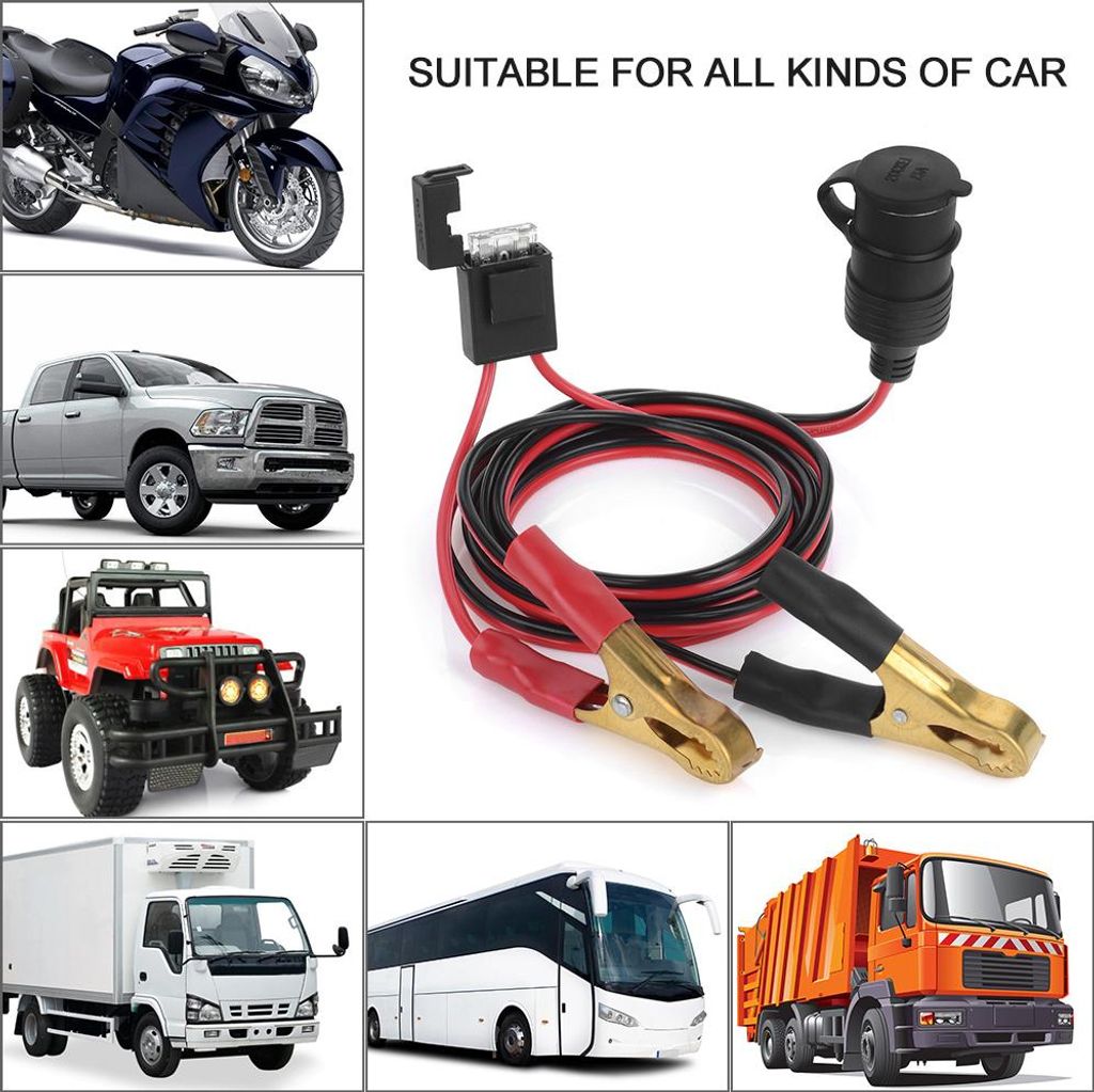 12V 24V weibliche Auto-Zigarettenanzünder-Buchse zur Batterie-Krokodilklemmen-Anschluss 2FT Clamp-on-Verlängerungs-Ladekabel