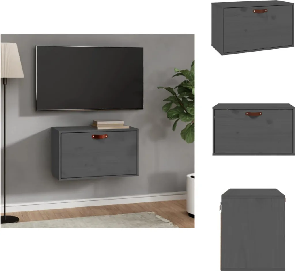 vidaXL Armoire murale Gris 60x30x35 cm en Pin massif - Meuble de Rangement