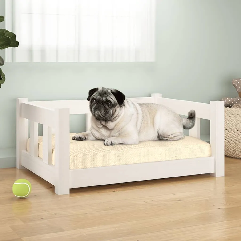 Lettino per Cani in Legno Pino Bianco 65,5x50,5x28 cm | Letto Robusto