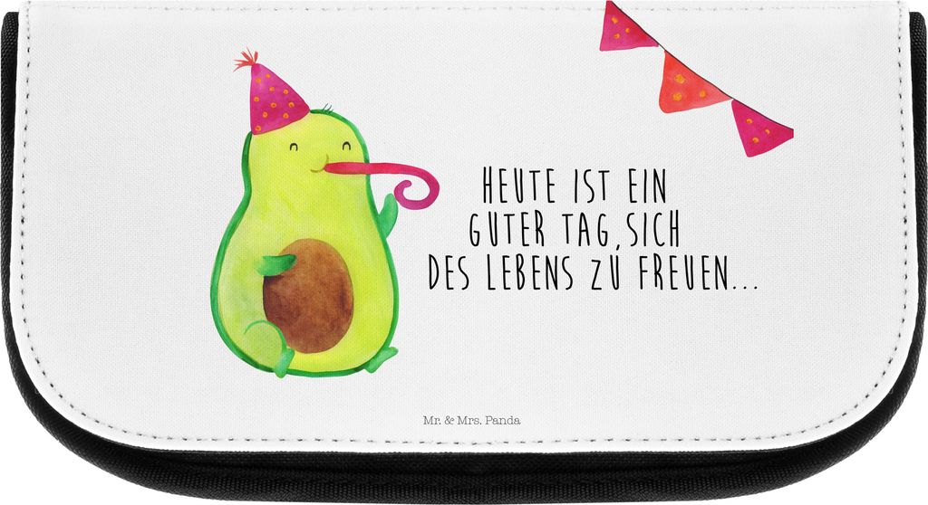 Mr. & Mrs. Panda Kosmetiktasche Avocado Party - Weiß - Geschenk, Happy Birthday, kosmetik organizer, Schminktasche, schminkaufbewahrung, Geburtsta...