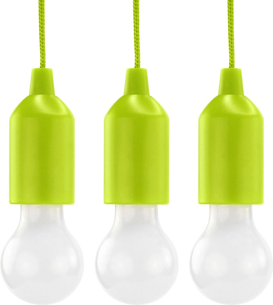3 x LED Gartenleuchte HyCell Pull-Light Set grün + 9x AAA Batterie, warmweiß