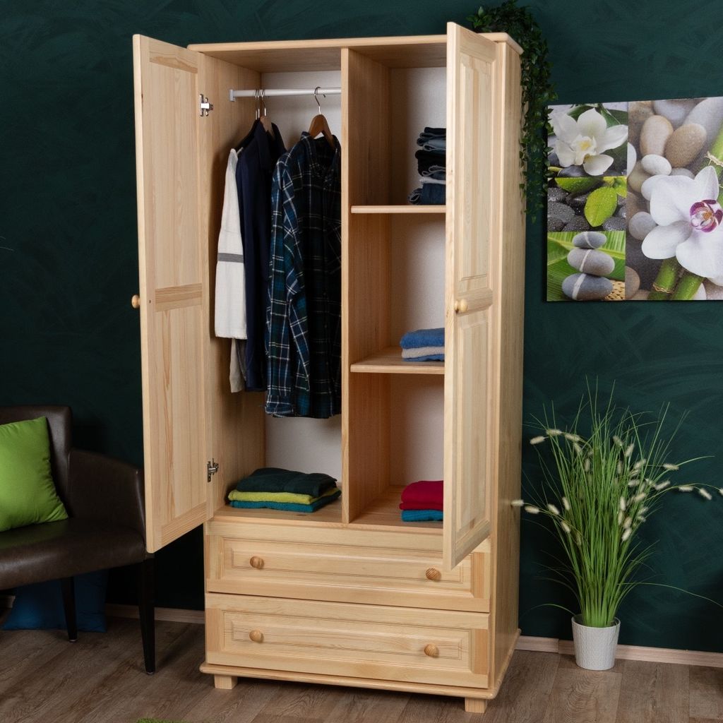 Kleiderschrank Holz natur 011 - Abmessung 190 x 90 x 60 cm (H x B x T)