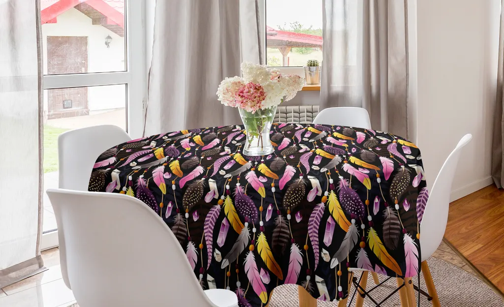 Tovaglia Antimacchia Rotonda 150 cm ABAKUHAUS Piume Boho