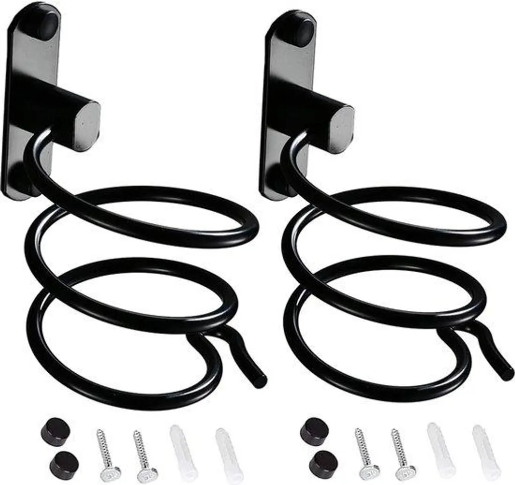Porte sèche-cheveux mural design noir - Support de rangement pratique