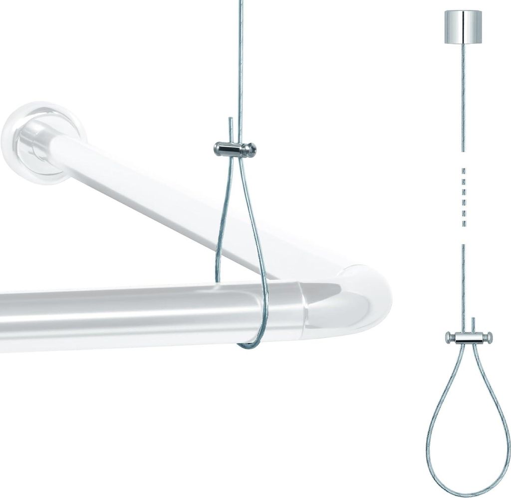 Plafondhalter für Duschstangen - Messing und Edelstahl - 1,50 m