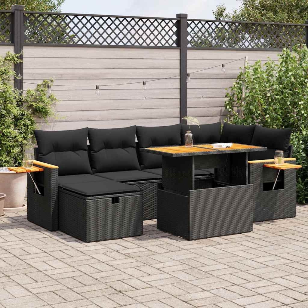 Maison Exclusive - 8-tlg. Garten-Sofagarnitur mit Kissen Schwarz Poly Rattan