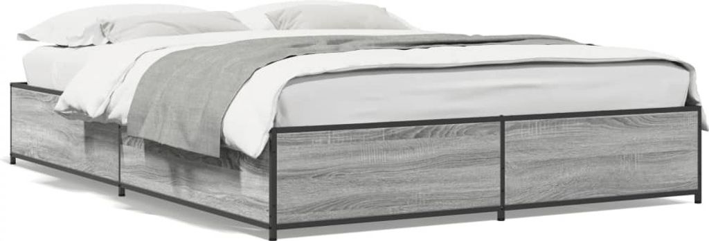 Maison Exclusive - Bettgestell Grau Sonoma 150x200 cm Holzwerkstoff und Metall