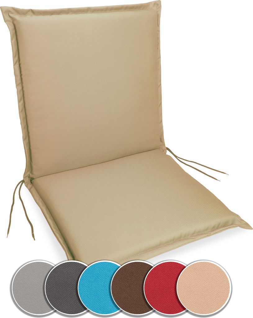 sunnypillow 1 Stück Gartenstuhlauflage 100 x 50 extra dick 9cm Niedriglehner Auflage waschbar wasserdicht Polsterauflagen Outdoor Stuhlauflage Pol...