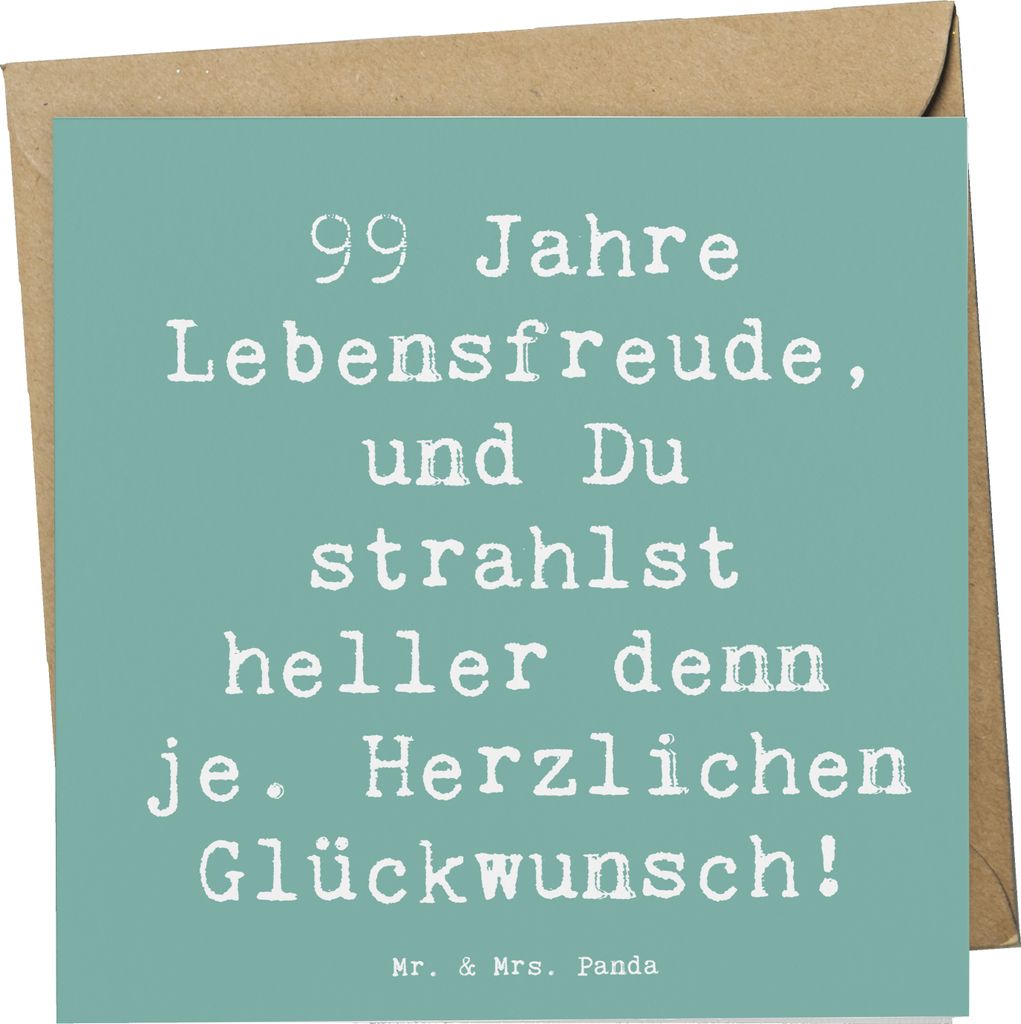 Mr. & Mrs. Panda Grußkarte Spruch 99. Geburtstag Lebensfreude - Meeresbrise - Geschenk, faltkarte, Glückwunsch, Handarbeit, Happy Birthday, anlas...