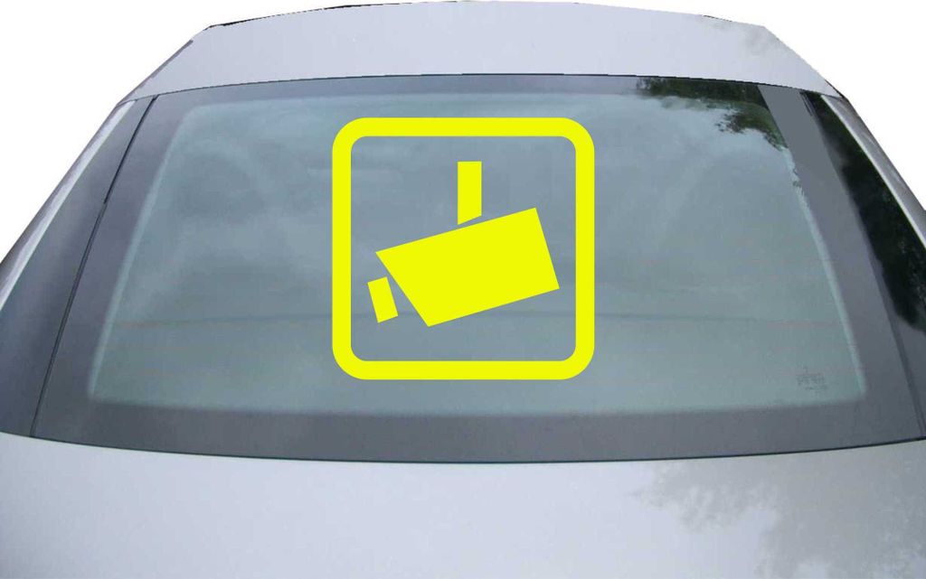 Indigos UG - Aufkleber Heckscheibe & Motorklappe DE2325 - neongelb - 600x600 mm - Videoüberwacht - Auto Scheiben Fenster Heckklappe Tuning Racing ...