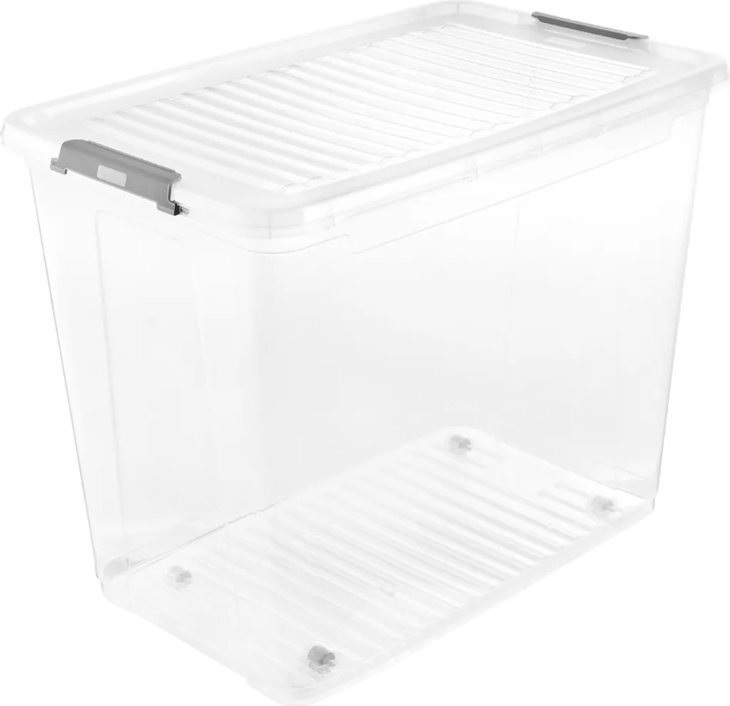Boîte de rangement 74L transparente Leo keeeper empilable et robuste