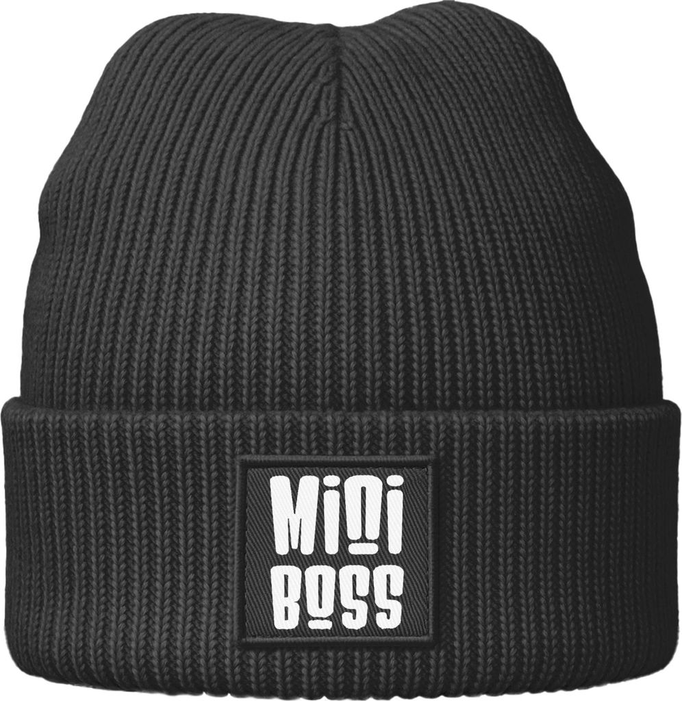 Kinder Beanie Mädchen Spruch Lustig Mini Boss Aufdruck Grafik Print Strickmütze Winter Moonworks