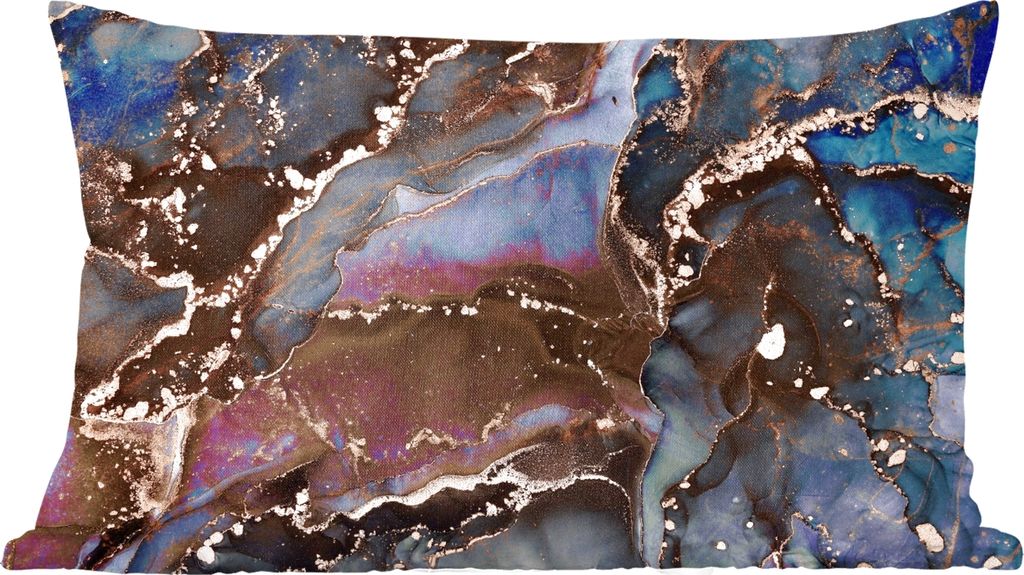 MuchoWow Zierkissen Sofakissen Wohnzimmer Dekokissen 50x30 cm Marmor - Gold - Rosa - Wohnzimmerdekoration - Polster mit Photo