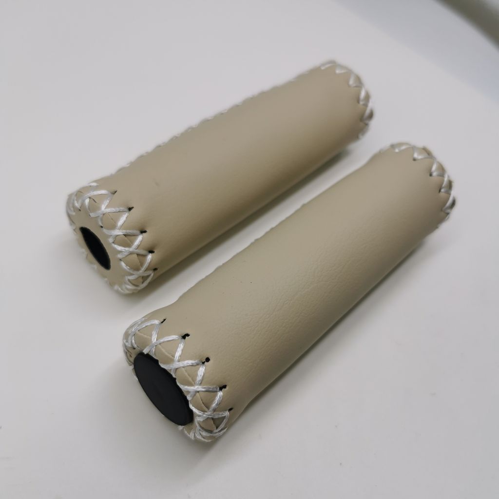 Jet Fahrradgriffe VINTAGE Creme Lenkergriffe Schaumstoff Kunstleder Leder-Optik vernäht mit Endstopfen