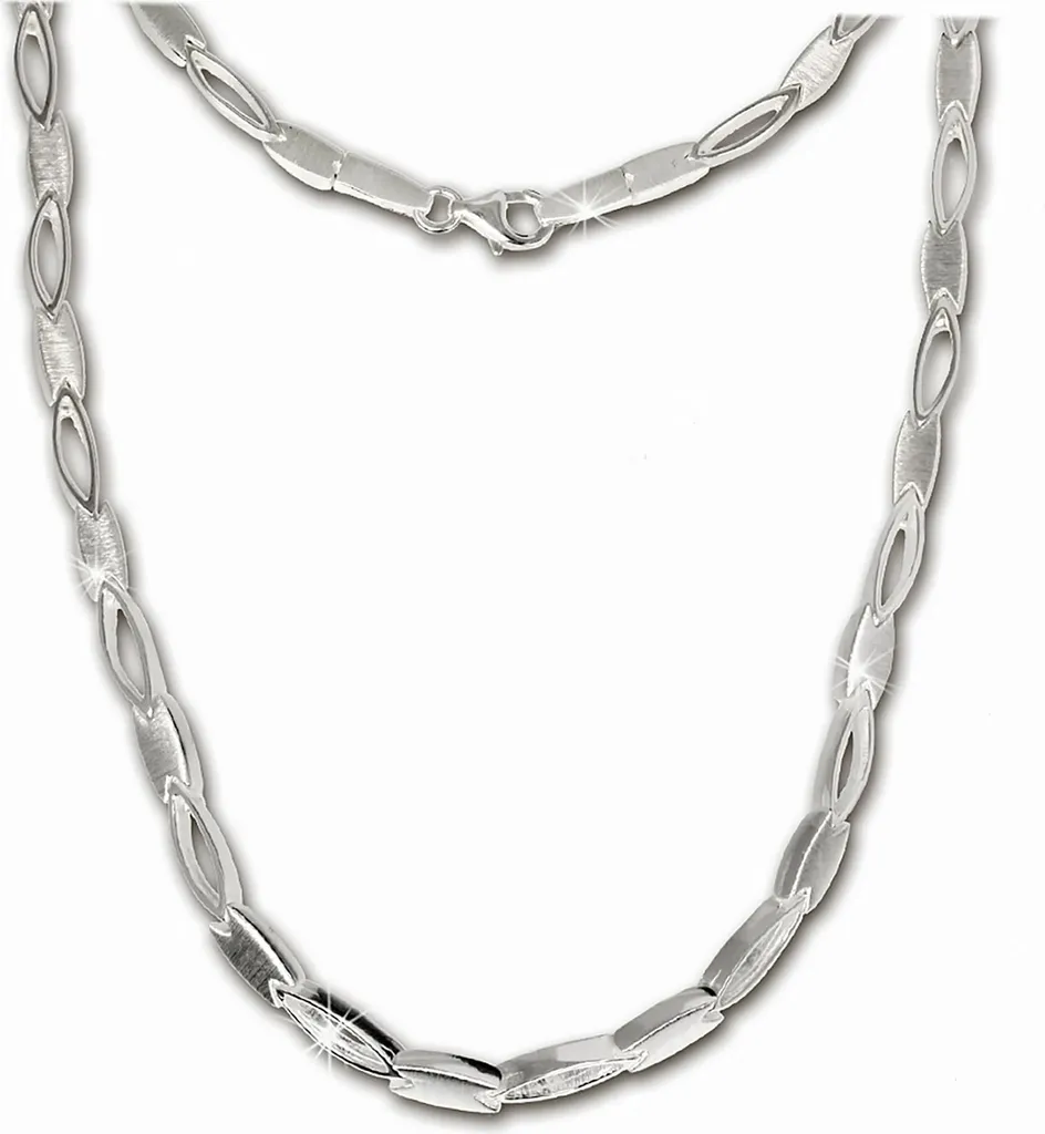 Collier en Argent pour Femme avec Pendentif Ovale Design Mat de 45 cm