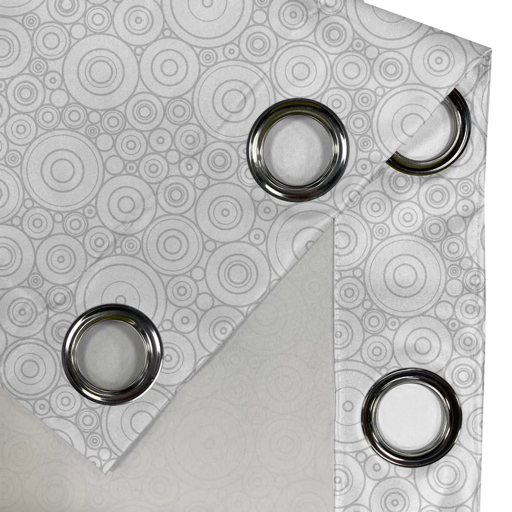 Rideau gris imprimé graphique simple et cercles blancs 280 x 245 cm chic - 2