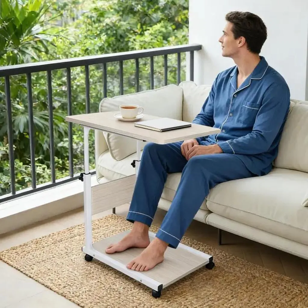 Support PC portable pour lit et canapé - Table de nuit mobile - Blanche - 3
