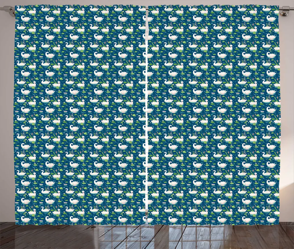 Tenda Soggiorno ABAKUHAUS 280x175 cm - Fantasia Cigni Verde Seafoam