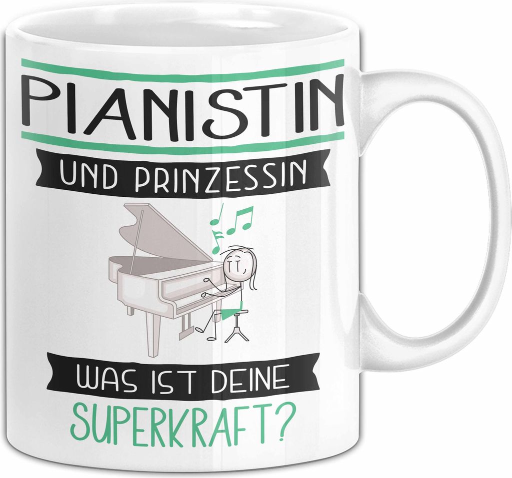 Pianistin Und Prinzessin Tasse Geschenk Für Eine Pianistin Geburtstag Was Ist Deine Superkraft (Weiß)
