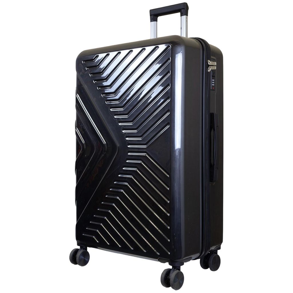 Hartschalenkoffer Bergamo großer Reisekoffer 94L Aufgabegepäck mit 4 Rollen ABS/Polycarbonat schwarz