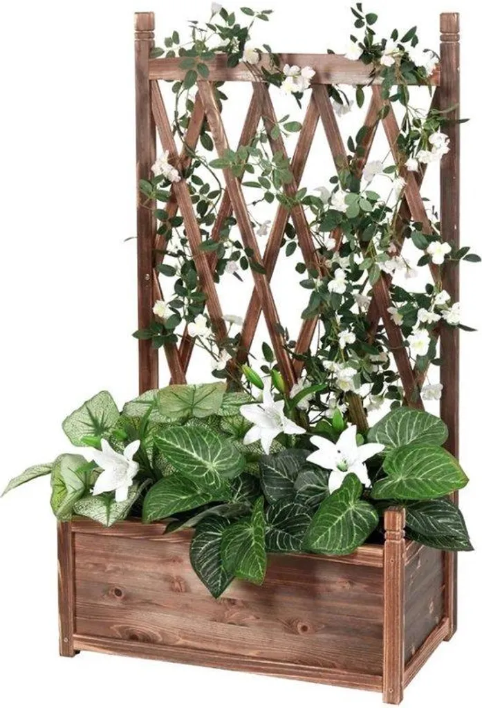 Bac à fleurs rectangulaire en bois marron 116 cm, grande contenance